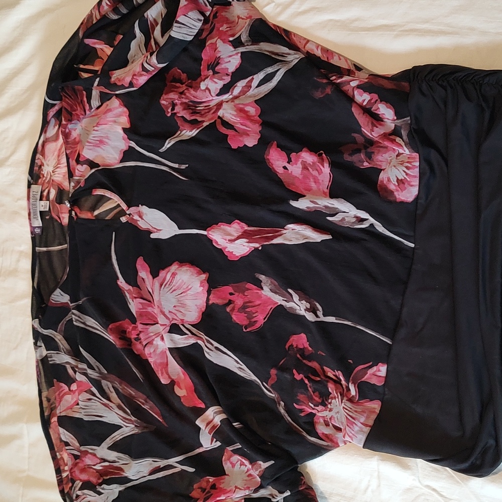 J Lopez Floral Open Shoulder Wide Waist Blouse
